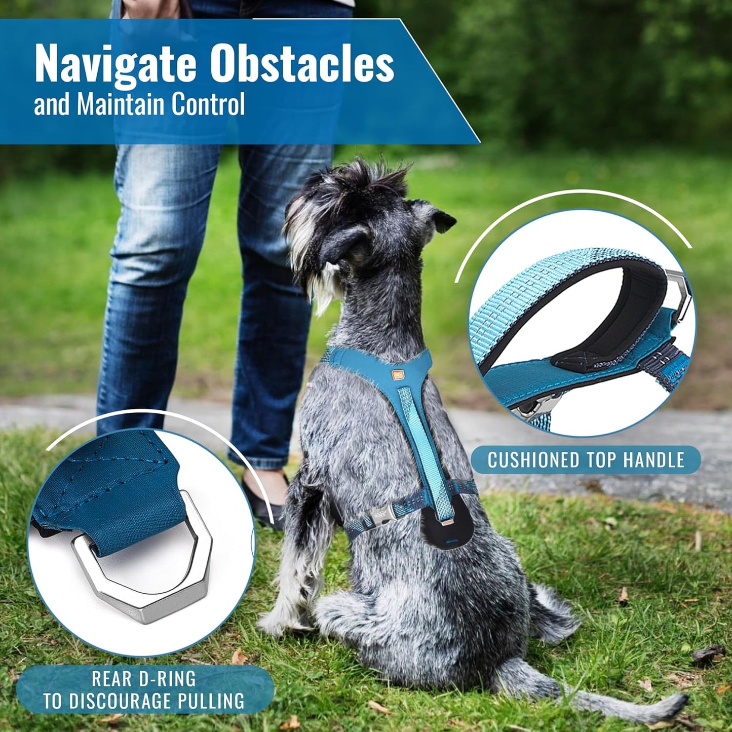 Ultimate No-Pull Dog Harness with Handle – Escape Proof & Reflective Design for Safe Walks & Training - Easy On/Off - Medium/Large - Black