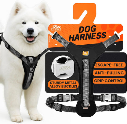 Ultimate No-Pull Dog Harness with Handle – Escape Proof & Reflective Design for Safe Walks & Training - Easy On/Off - Medium/Large - Black