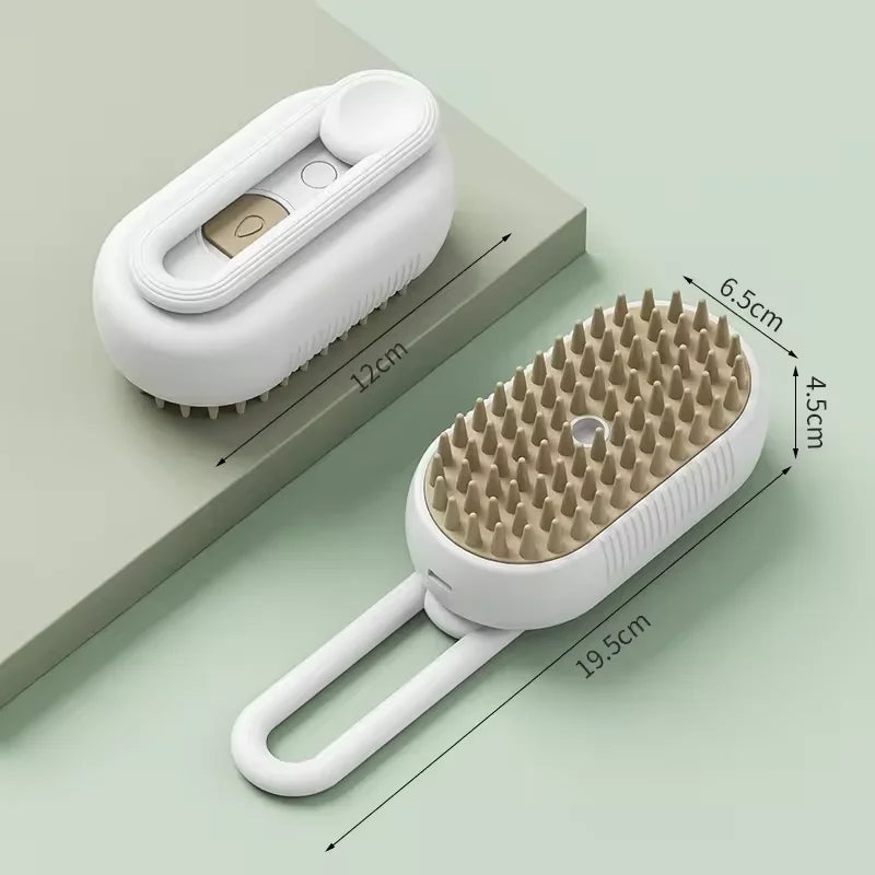 3-in-1 Electric Pet Grooming Brush with Steam Spray and Massage Function for Effective Hair Removal