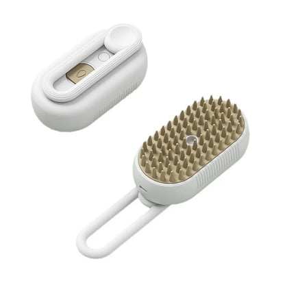 3-in-1 Electric Pet Grooming Brush with Steam Spray and Massage Function for Effective Hair Removal