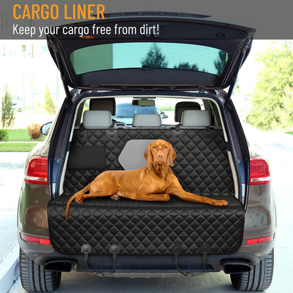 Essential Waterproof Dog Car Seat Cover - Back Seat Hammock Protector for SUVs & Trucks with Safety Features - Stylish Black Design