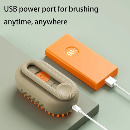 3-in-1 Electric Pet Grooming Brush with Steam Spray and Massage Function for Effective Hair Removal