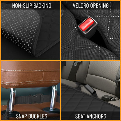 Essential Waterproof Dog Car Seat Cover - Back Seat Hammock Protector for SUVs & Trucks with Safety Features - Stylish Black Design