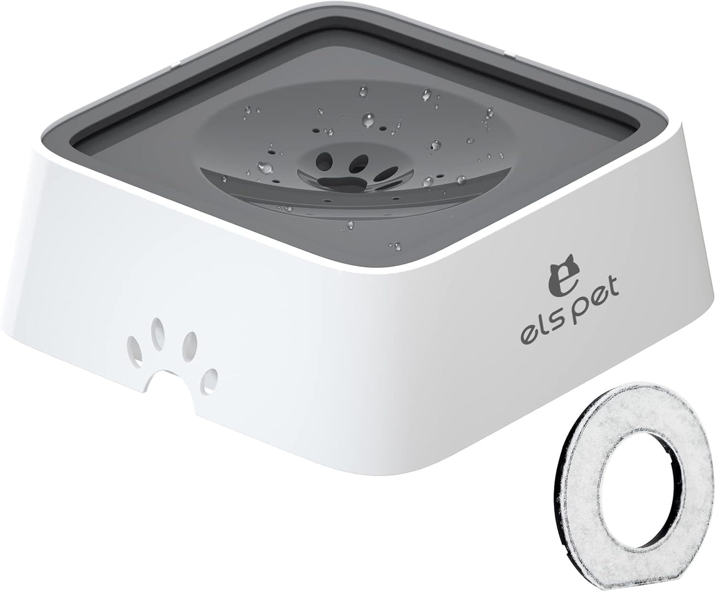 No Spill Slow Water Feeder - 70Oz/2L Travel Bowl for Dogs & Cats (Grey) - Perfect for Hydration on the Go!