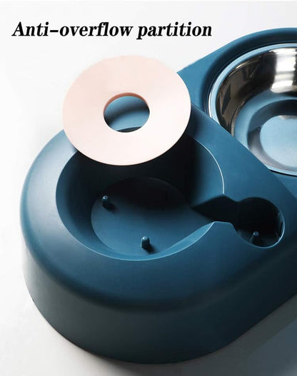 Premium Double Dog and Cat Food Bowls with Automatic Water Dispenser - Ideal for Small Pets (White)