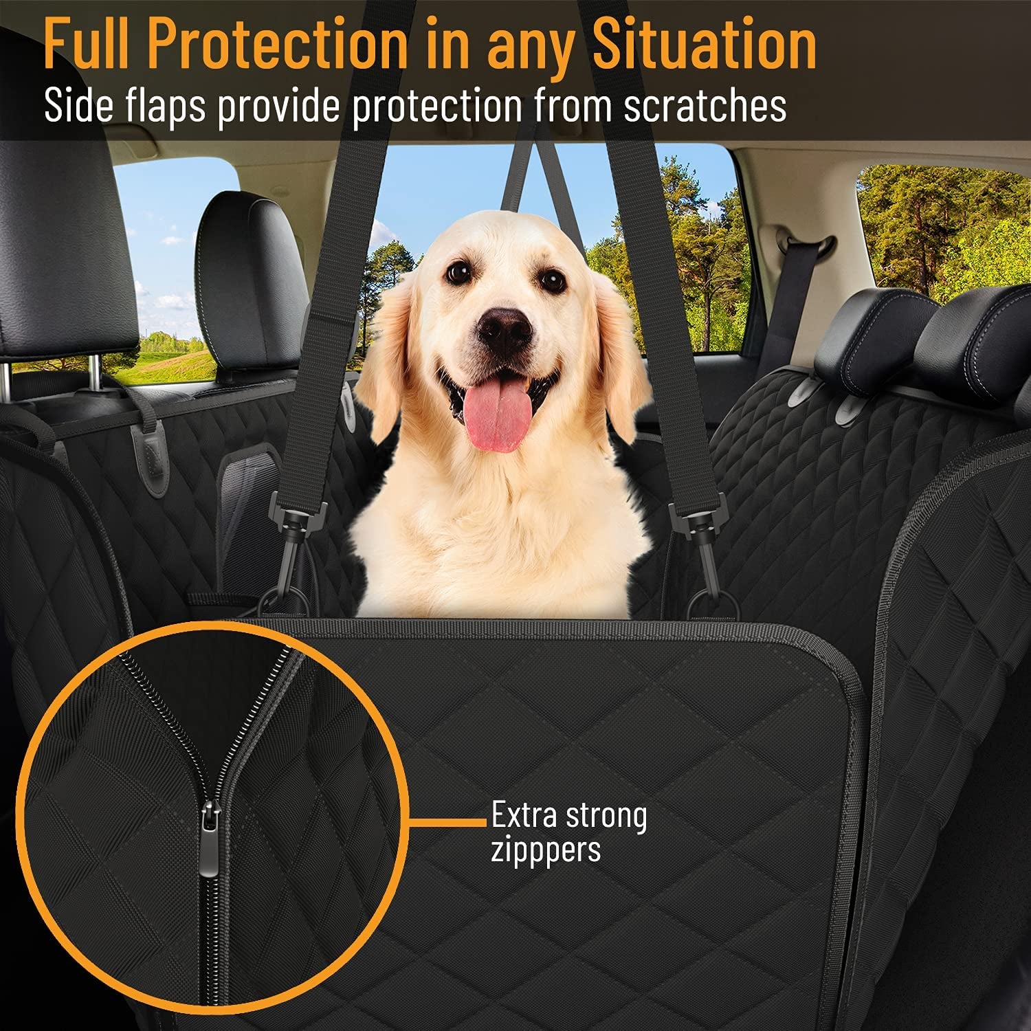 Essential Waterproof Dog Car Seat Cover - Back Seat Hammock Protector for SUVs & Trucks with Safety Features - Stylish Black Design