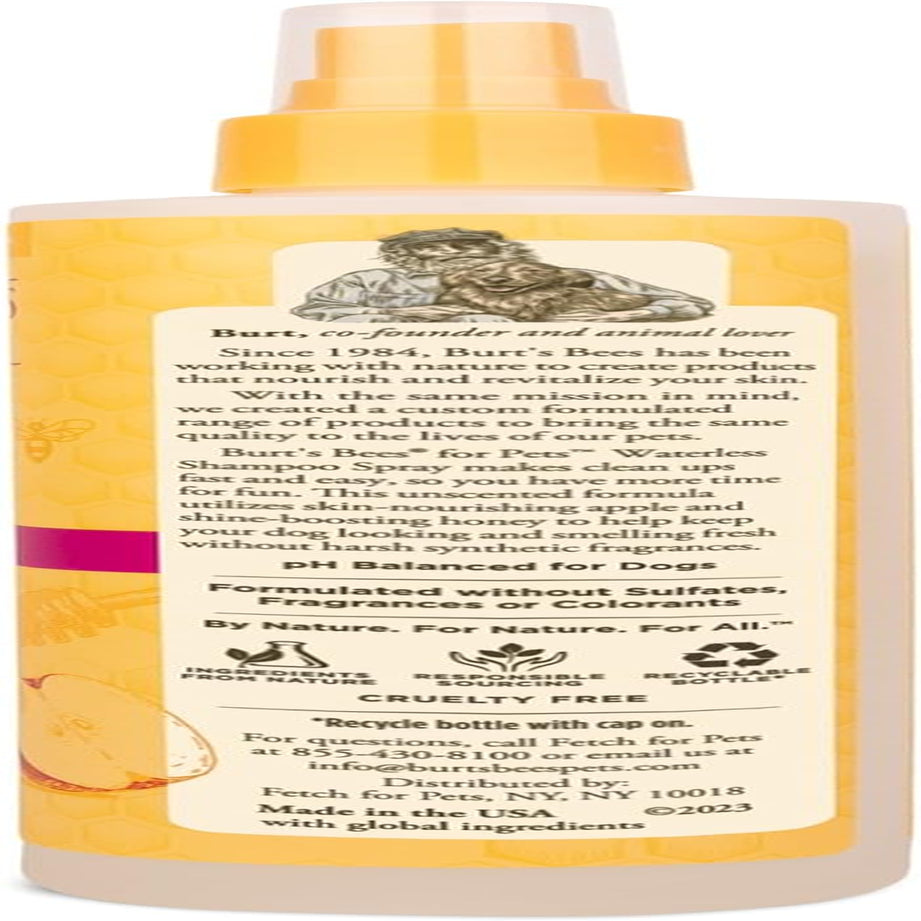 Fresh & Clean Waterless Dog Shampoo Spray - Apple & Honey - 99.1% Natural Formula - Gentle Dry Shampoo for Dogs - 10 Oz