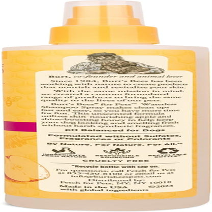 Fresh & Clean Waterless Dog Shampoo Spray - Apple & Honey - 99.1% Natural Formula - Gentle Dry Shampoo for Dogs - 10 Oz