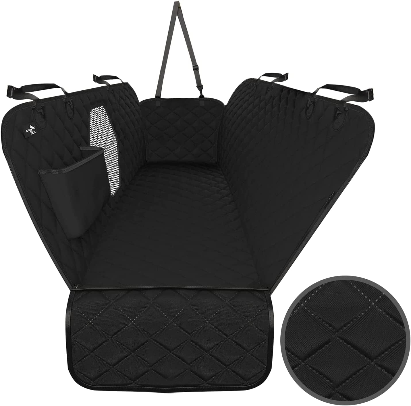 Essential Waterproof Dog Car Seat Cover - Back Seat Hammock Protector for SUVs & Trucks with Safety Features - Stylish Black Design