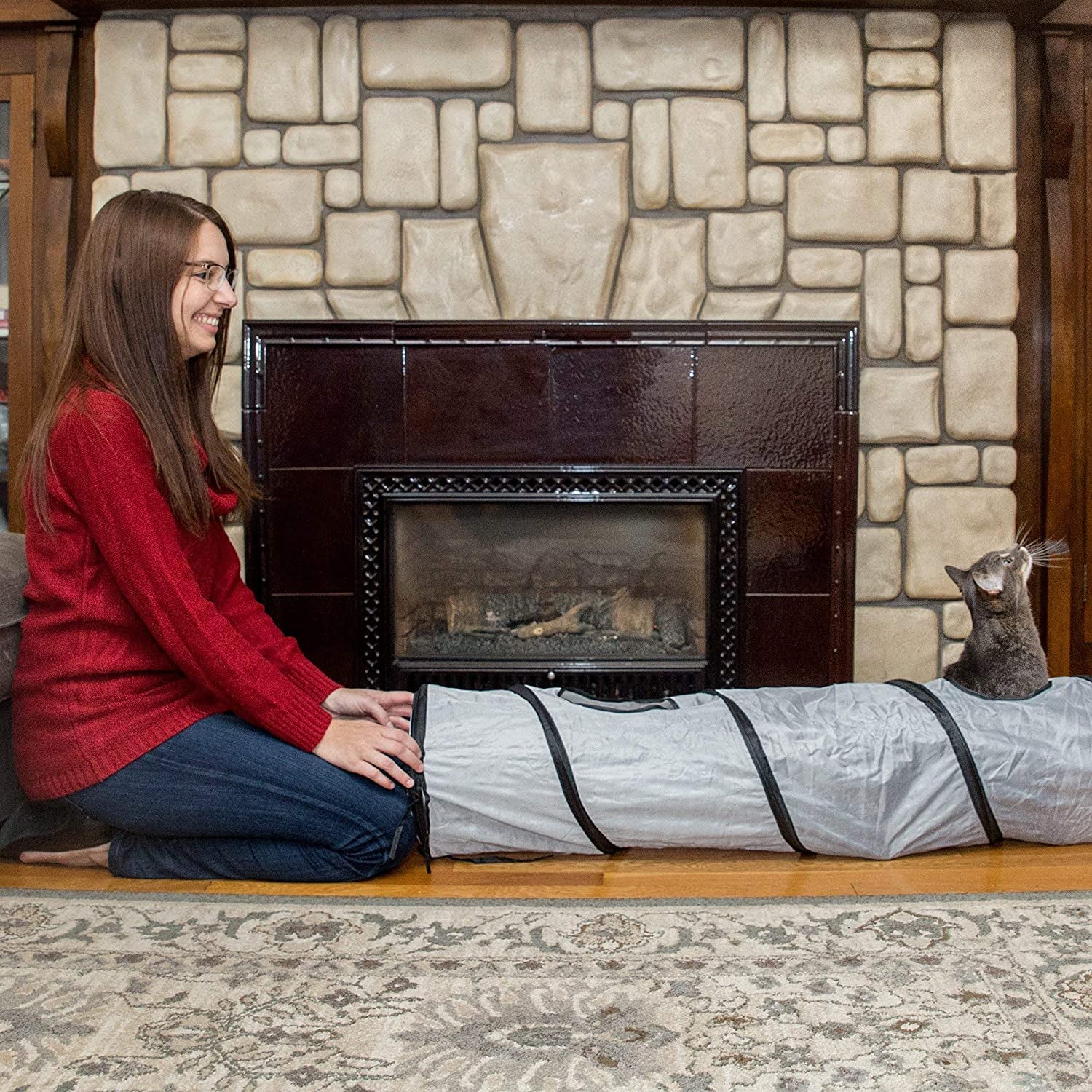 Collapsible Cat Tunnel - Pop-Up Play Tube with Peek Holes & Ball for Indoor Fun