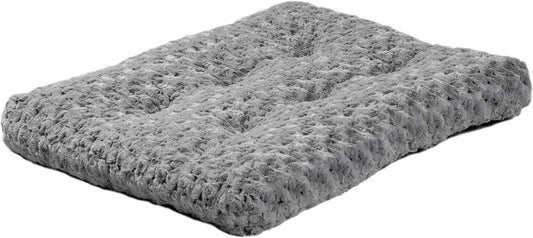 Deluxe Gray Ombré Swirl Plush Pet Bed - Soft, Machine Washable, Non-Skid Crate Mat for 24-Inch Crates