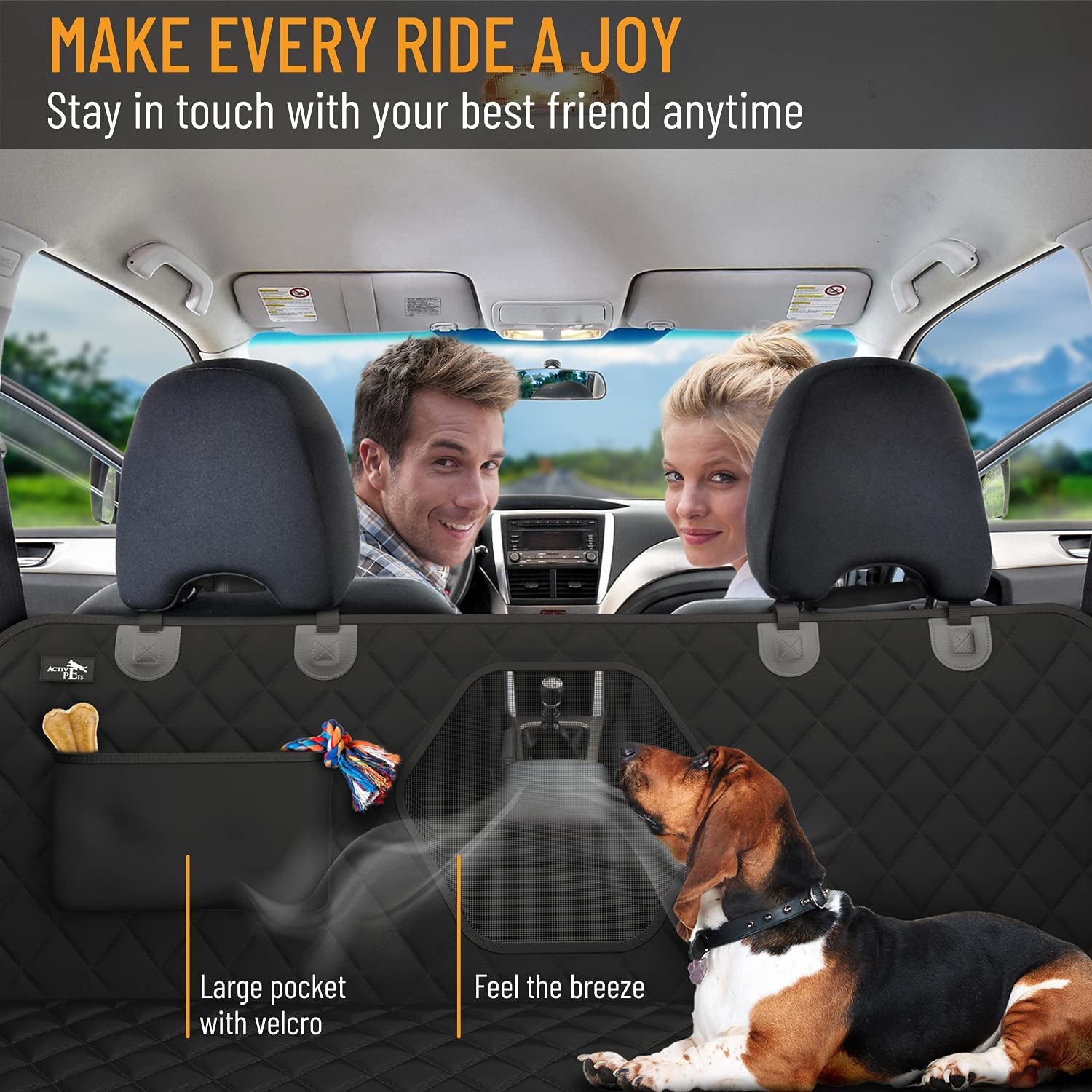 Essential Waterproof Dog Car Seat Cover - Back Seat Hammock Protector for SUVs & Trucks with Safety Features - Stylish Black Design