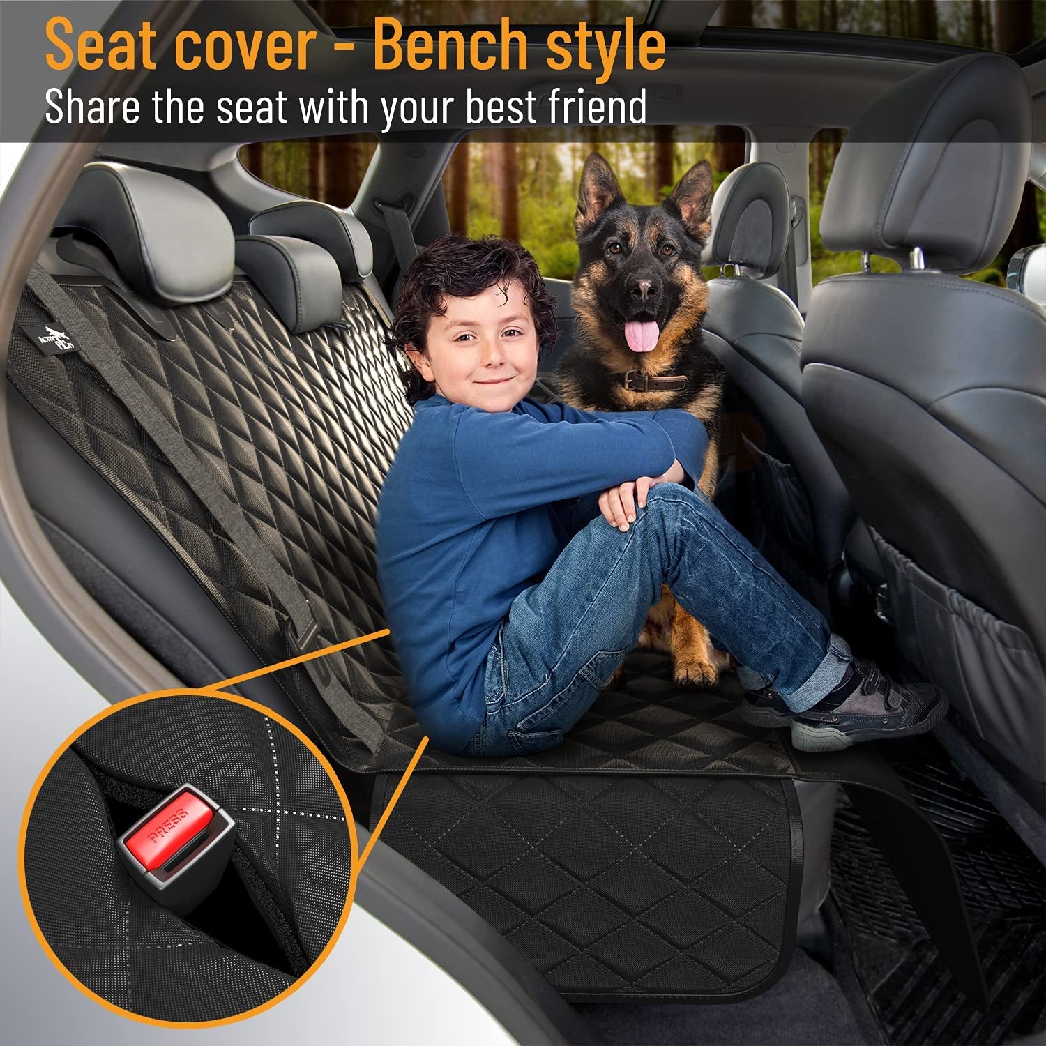 Essential Waterproof Dog Car Seat Cover - Back Seat Hammock Protector for SUVs & Trucks with Safety Features - Stylish Black Design