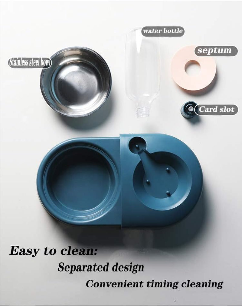 Premium Double Dog and Cat Food Bowls with Automatic Water Dispenser - Ideal for Small Pets (White)