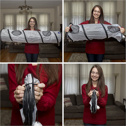 Collapsible Cat Tunnel - Pop-Up Play Tube with Peek Holes & Ball for Indoor Fun