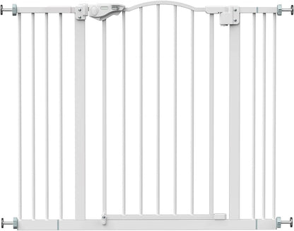 Versatile 29-39.6" Auto Close Baby & Pet Gate - 30" Tall Safety Gate for Stairs, Hallways & Bedrooms, Easy One-Hand Operation, No Drill Installation, Stylish White Finish