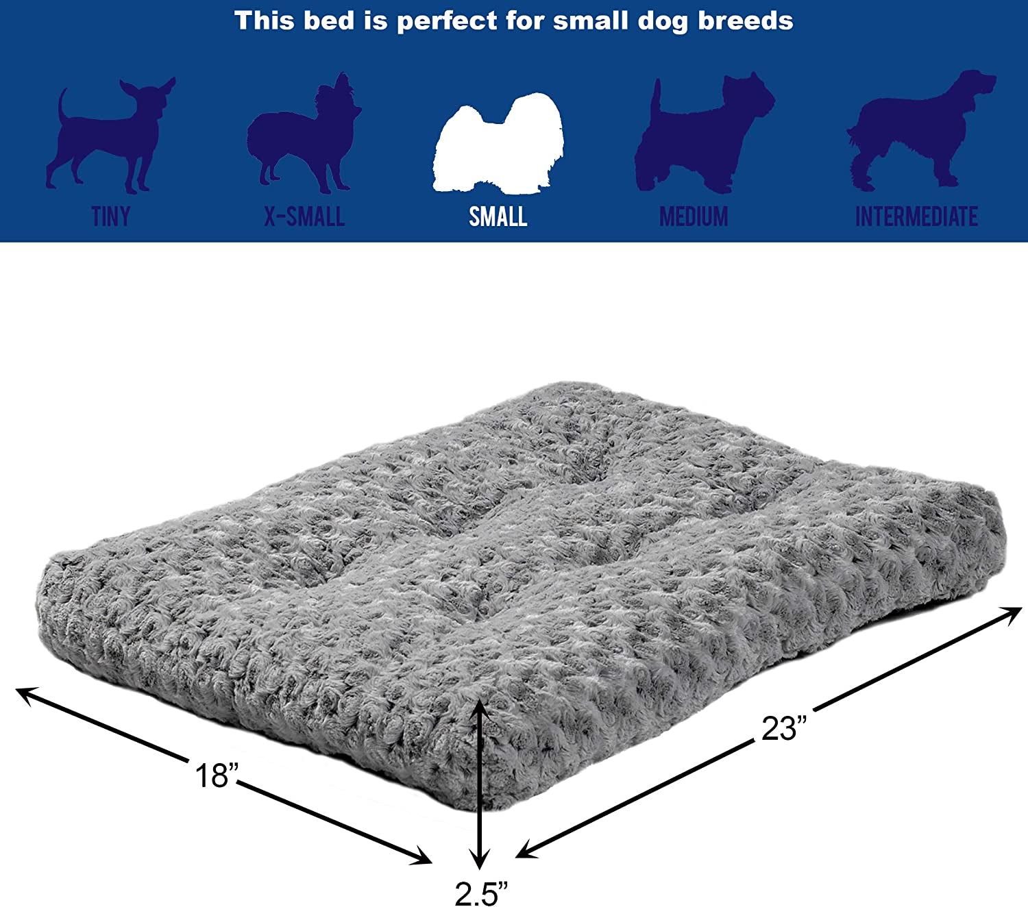 Deluxe Gray Ombré Swirl Plush Pet Bed - Soft, Machine Washable, Non-Skid Crate Mat for 24-Inch Crates