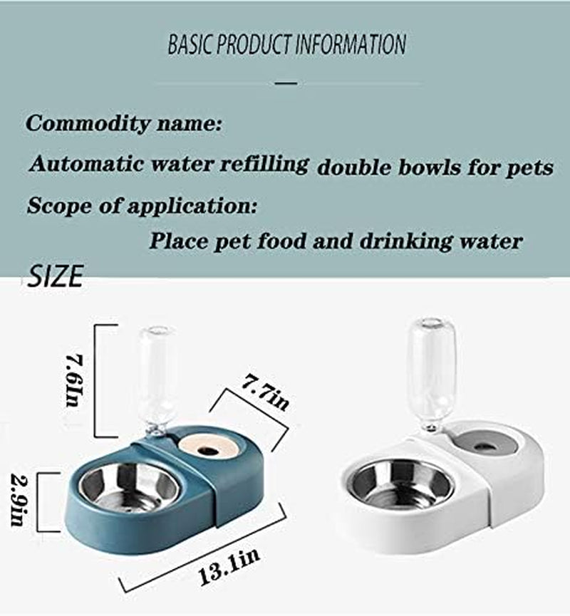 Premium Double Dog and Cat Food Bowls with Automatic Water Dispenser - Ideal for Small Pets (White)