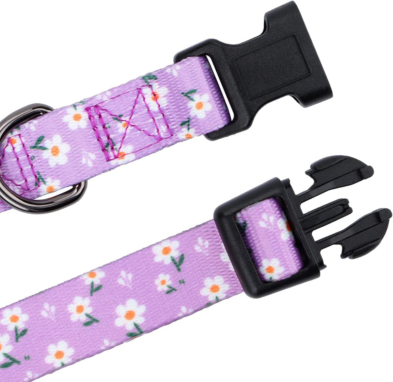 Chic Purple Daisy Floral Dog Collar for Small Dogs