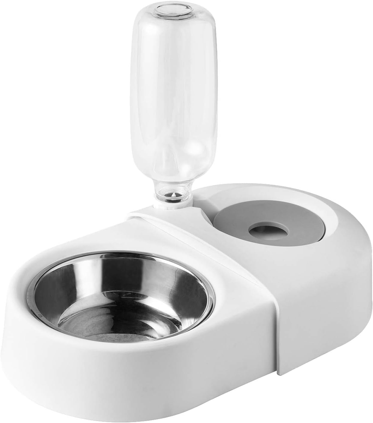 Premium Double Dog and Cat Food Bowls with Automatic Water Dispenser - Ideal for Small Pets (White)