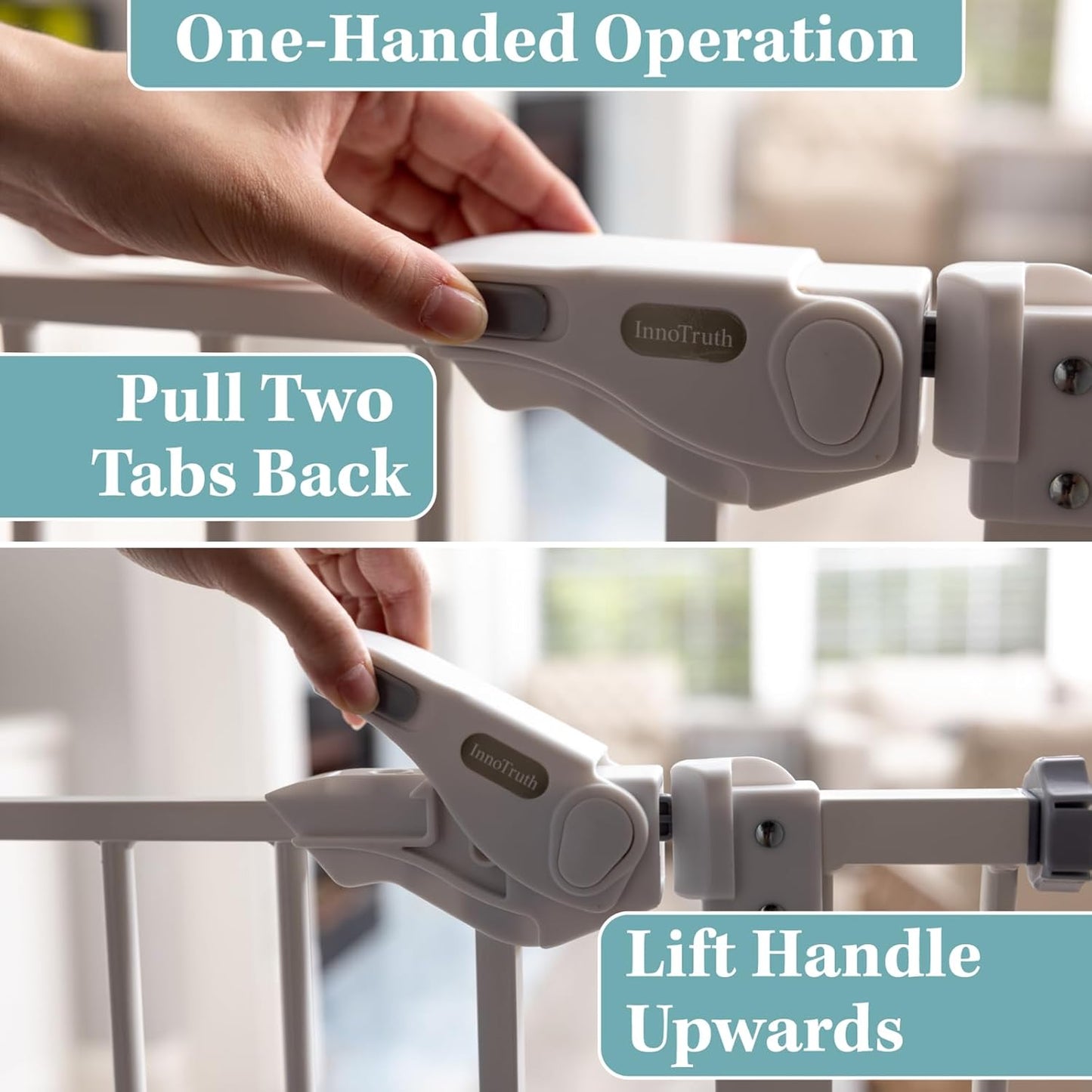 Versatile 29-39.6" Auto Close Baby & Pet Gate - 30" Tall Safety Gate for Stairs, Hallways & Bedrooms, Easy One-Hand Operation, No Drill Installation, Stylish White Finish