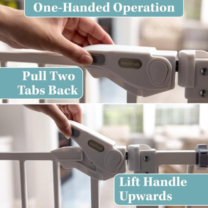 Versatile 29-39.6" Auto Close Baby & Pet Gate - 30" Tall Safety Gate for Stairs, Hallways & Bedrooms, Easy One-Hand Operation, No Drill Installation, Stylish White Finish
