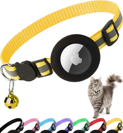 Premium Reflective Breakaway Cat Collar with AirTag Holder & Bell - Ideal for Kittens and Adult Cats!